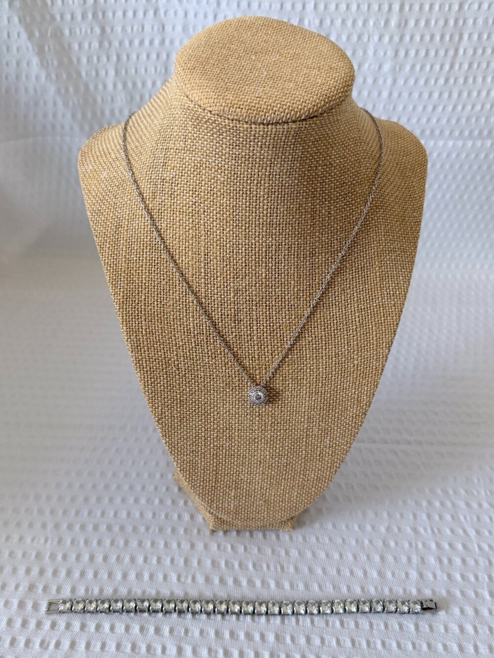 Sterling Silver CZ Halo Pendant Necklace in Silver